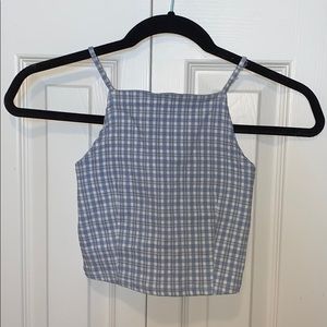 Garage Blue Gingham Halter Tank Top